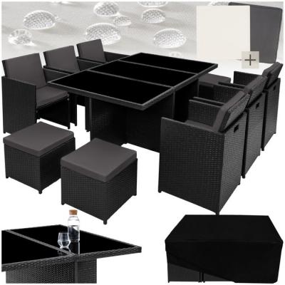 TECTAKE Salon de jardin NEW YORK 10 places avec 2 sets de housses + housse de protection, variante 2