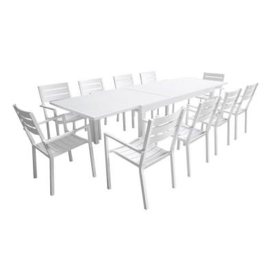 HAPPY GARDEN Salon de jardin table 180/300cm en aluminium blanc