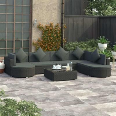 VIDAXL  salon de jardin 8 pcs avec coussins r&eacute;sine tress&eacute;e noir 46751
