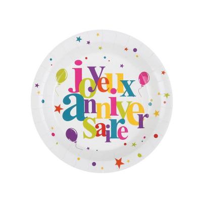 GENERIQUE SANTEX Assiette Joyeux Anniversaire festif multicolore
