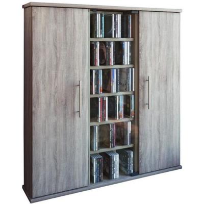 VCM Bois CD DVD Stand &Eacute;tag&egrave;re Armoire Rangement &Eacute;tag&egrave;re sur pied Santo Porte en verre Bois CD DVD Stand &Eacute;tag&egrave;re Armoire Rangement &Eacute;tag&egrave;re sur