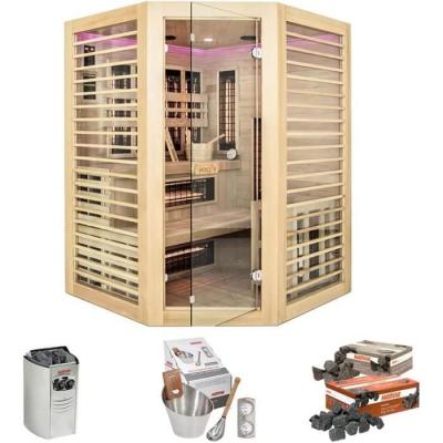 HOLLS Sauna HOLL's - Venus 3/4 places d'angles - Hybride Vapeur & Infrarouge Dual Healthy 