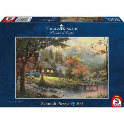SCHMIDT SPIELE Puzzle 500 pi&egrave;ces - Kinkade : Idylle Au Bord de l'Eau
