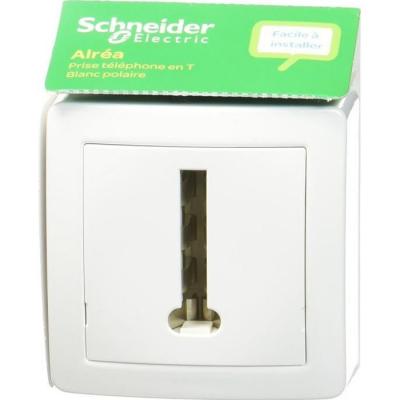 SCHNEIDER ELECTRIC Prise t&eacute;l&eacute;phone saillie Alr&eacute;a complet, , blanc