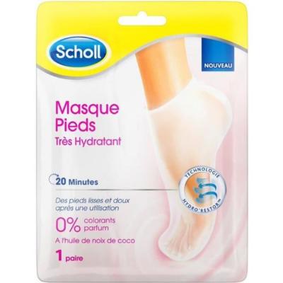 DR SCHOLL S Scholl Masque Pieds Tr&egrave;s Hydratant Huile de Coco - Lot de 3