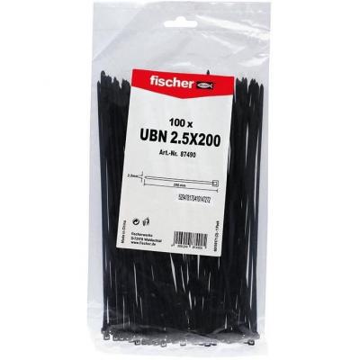 FISCHER  87490 UBN Serre-c&acirc;ble 200 mm 2.50 mm noir stabilis&eacute; aux UV 100 pc(s)