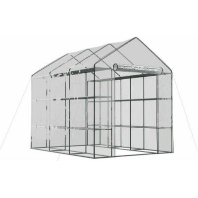 EUROSPEN Serre de Jardin 4,46m2 - 2,4 x 1,8m avec 18x &eacute;tag&egrave;res et porte zip&eacute;e