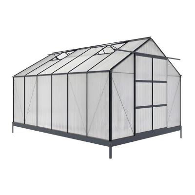 VENTE UNIQUE Serre de Jardin en polycarbonate de 13m&sup2; KALIDA avec embase - anthracite