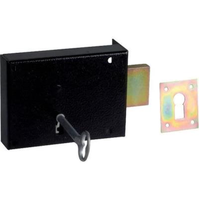 METALUX Serrure en applique noire droite Simple - Cl&eacute; L - Axe &agrave; 65 mm - S&eacute;rie 461 - DOM