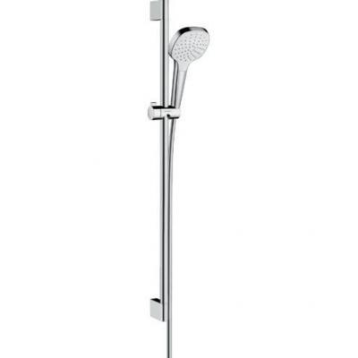 HANSGROHE Set de douche 1jet avec barre Unica Croma 90 cm blanc/chrom&eacute;