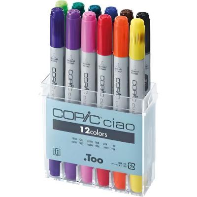 COPIC Marqueur &agrave; alcool double-pointe Ciao Set Basic 12 couleurs