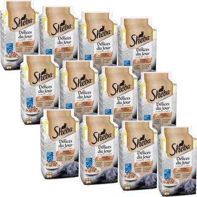  Sheba D&eacute;lices Du Jour Sachets Fra&icirc;cheur En Sauce - 3 Vari&eacute;t&eacute;s - Pour Chat - 6 X 50 G (X12)