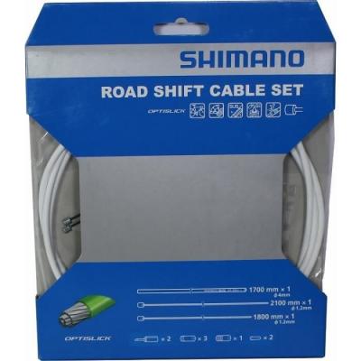 SHIMANO Kit de transmission v&eacute;lo de route  Optislick blanc (2 c&acirc;bles)