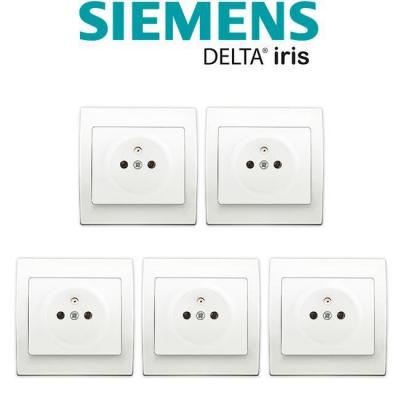 SIEMENS  - LOT 5 Prise 2P+T Blanc Delta Iris + Plaque basic Blanc