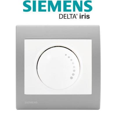 SIEMENS  - Va et Vient Variateur 500W Blanc Delta Iris + Plaque basic Silver