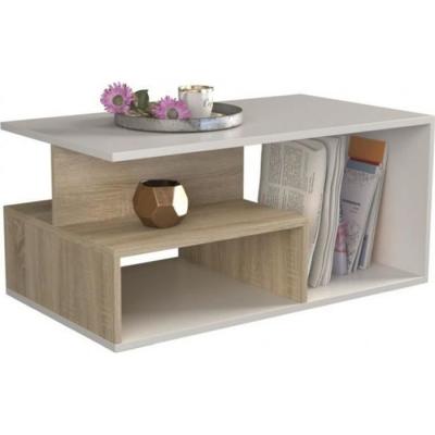 SIENNE - Table basse moderne - Table &agrave; caf&eacute; salon chambre bureau Sonoma/Blanc