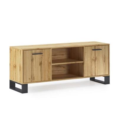 SKRAUT HOME Meuble TV140 2 portes LOFT, couleur ch&ecirc;ne137x40x57cm 