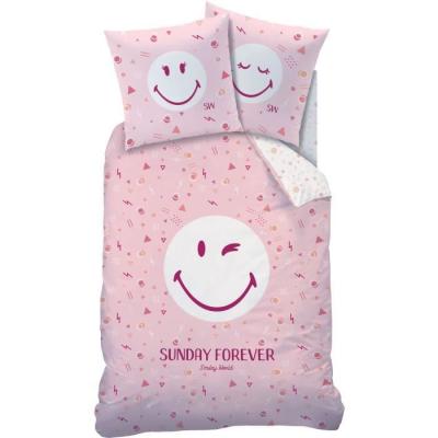 AUCUNE SMILEY Housse de couette + Taie - 140 x 200 cm - Sunday