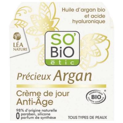 LEA NATURE SO BIO ETIC Cr&egrave;me de Jour anti age Pr&eacute;cieux Argan Acide Hyaluronique So'Bio &eacute;tic