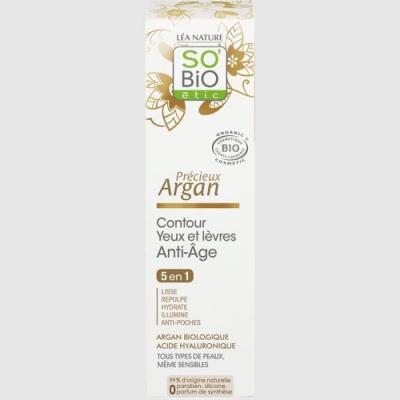 LEA NATURE SO BIO ETIC So'Bio &Eacute;tic Pr&eacute;cieux Argan Contour Des Yeux Et L&egrave;vres Anti-Age, 15ml