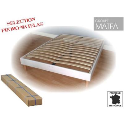 PROMO MATELAS Sommier tapissier &agrave; lattes en kit 160 x 200 -  - Blanc - A lattes - 14 lattes en multiplis 