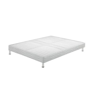 EBAC Sommier tapissier + jeu de pieds 140x190 Omega blanc 2x18 lattes