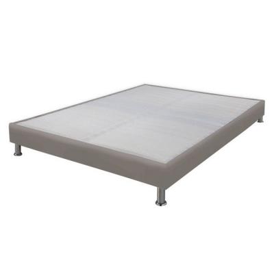 EBAC Sommier tapissier + jeu de pieds 140x190 Omega simili taupe 2x18 lattes