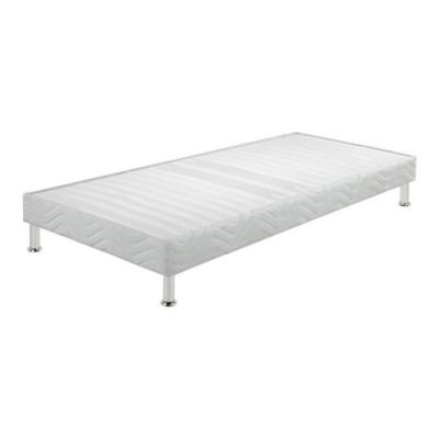 EBAC Sommier tapissier + jeu de pieds 90x200 Omega blanc 18 lattes