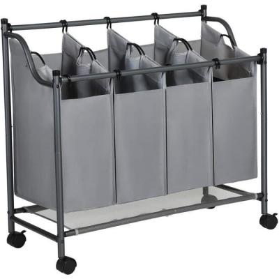 SONGMICS  Chariot &agrave; linge 4 sacs amovibles, Gris