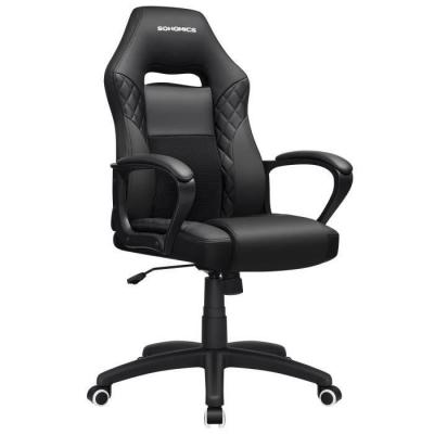 SONGMICS  Fauteuil gamer avec m&eacute;canisme &agrave; bascule, Noir