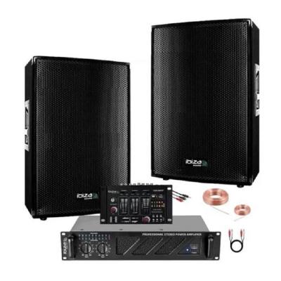 IBIZA SOUND SONO Table de Mixage USB - 2 Enceintes 2X700W Ampli 3000W MICRO + CASQUE PA DJ SONO LED LIGHT BAR CLUB ZUMBA FITNESS