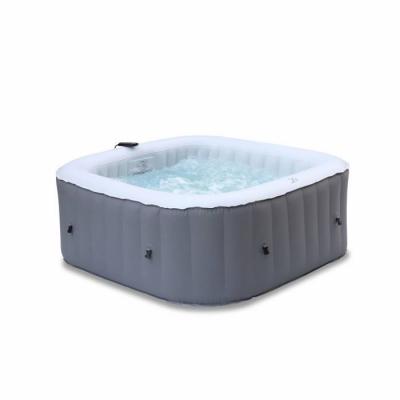 SWEEEK Spa carr&eacute; gonflable pour 4 personnes, avec t&eacute;l&eacute;commande de contr&ocirc;le, Gris