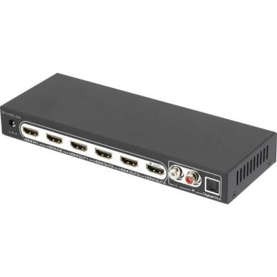 SPEAKA Professional 4 ports R&eacute;partiteur HDMI avec ports audio, avec t&eacute;l&eacute;commande 3840 x 2160 pixels noir