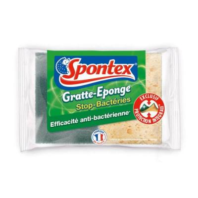 SPONTEX Eponge &Agrave; R&eacute;curer Grattantes Antibact&eacute;rienne  - Le Lot De 2