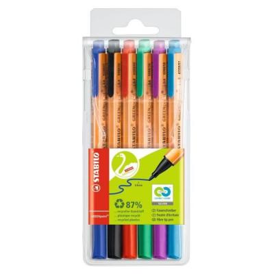 STABILO  green pochette de 6 stylos-feutres 0,8 mm couleurs assorties 216834