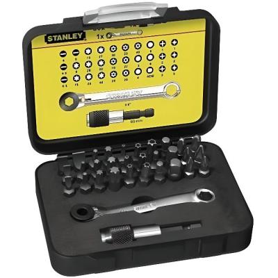 STANLEY Coffret de 32 embouts de 14 longueur 25 mm avec cl&eacute; cliquet 14