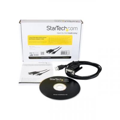  StarTech.com C&acirc;ble adaptateur DCE USB vers s&eacute;rie RS232 DB9 null modem 1&nbsp;port avec&nbsp;FTDI - Adaptateur s&eacute;rie - USB 2.0 - RS-232 - noir 