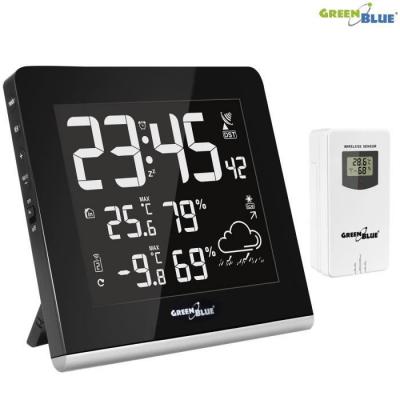 GREENBLUE Station m&eacute;t&eacute;o sans fil 9 couleurs DCF VA LCD GB151