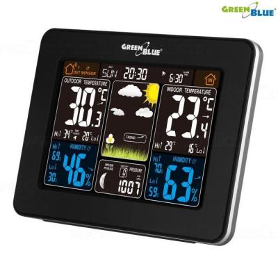 GREENBLUE Station m&eacute;t&eacute;o sans fil avec &eacute;cran LCD capteur ext&eacute;rieur  GB523