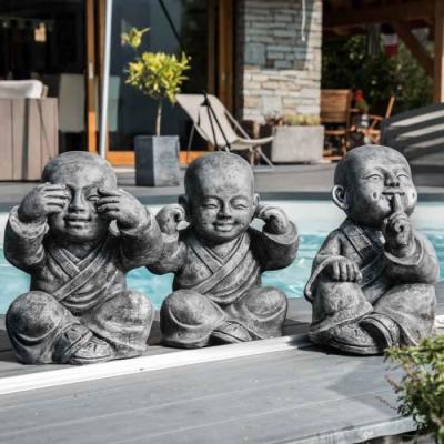 WANDA COLLECTION Statues moine de la sagesse patin&eacute; gris 40 cm - Gris