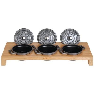 STAUB  Pr&eacute;sentoir pour 3 Mini Cocottes, Bambou, 42 x 16 cm