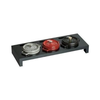 STAUB  Pr&eacute;sentoir pour 3 Mini Cocottes, Bois Naturel, 42 x 16 cm, Noir