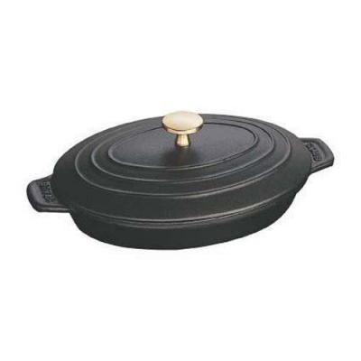 STAUB  Assiette Chaude en Fonte, Ovale, &Oslash; 23 cm, 1 L, Noir Mat