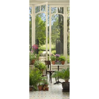 PLAGE Sticker Adh&eacute;sif de porte Ondoor - Jardin d'hiver - 204 x 83 cm