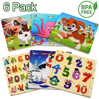 Ensemble de 6 pack Puzzle en Bois Animaux 9 mini Pi&egrave;ces pour Les Enfants de 2 &agrave; 5 Ans - 2WINDEAL