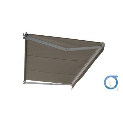 OMBRAZUR Store banne Loggia LITE Blanc 3,5x2,5m Manuel - Toile Taupe 