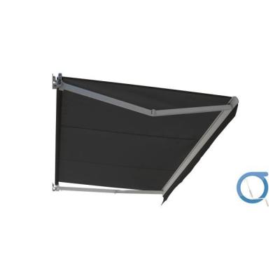 OMBRAZUR Store banne Loggia LITE Blanc 3x2m Manuel - Toile Grise Anthracite 