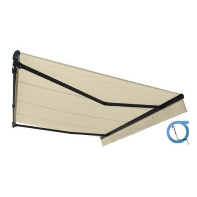 OMBRAZUR Store banne Monobloc EASY Gris Anthracite 4x3m Manuel - Toile Ecrue 