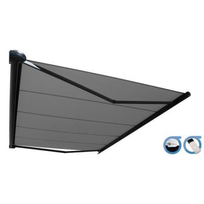 OMBRAZUR Store banne Coffre PROTECT 2 SMART Gris 4.05x3.5m Motoris&eacute; + Capteur Vent - Toile Grise