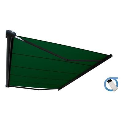 OMBRAZUR Store banne Coffre PROTECT 2 Gris 6x3.5m Motoris&eacute; - Toile Vert